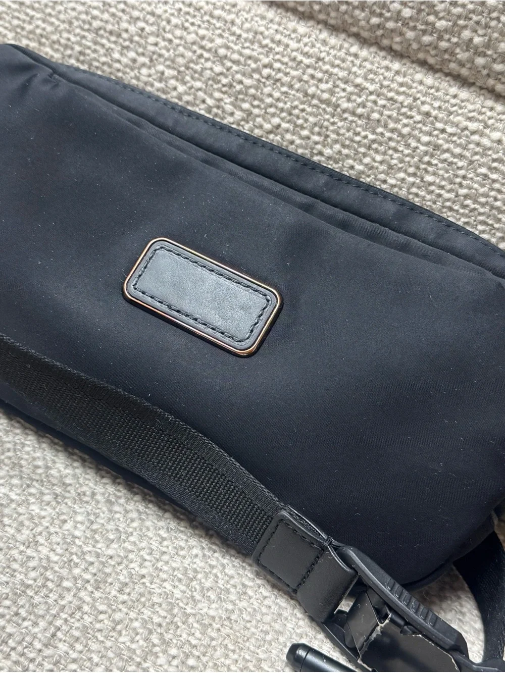 Tumi Black Nylon Crossbody Belt Bag with Top Zip